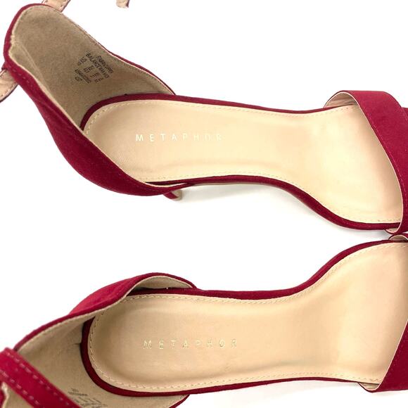 NEW Metaphor Womens 9 Talula Dark Red Dress Heel Sandal Holiday‎ Ankle Strap - Picture 7 of 15